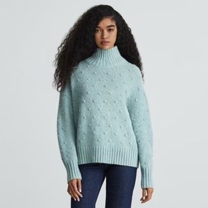 NEW- Everlane Alpaca Pom Pom Turtleneck Sweater Sea Glass Size S